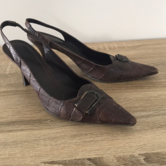 Antonio Melani leather sling back heels, very cuoio Sz 9 - Picture 1 of 6